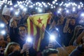 Demonstrators protesting front of Spain Police in Laietana strret in Barcelona wide