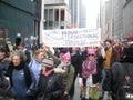 Crowd on 6th Avenue, Proud Intersectional Feminist, Women`s March, Midtown, Manhattan, NYC, NY, USA