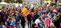 Demonstrators of the movement fridays for future on the Kohlmarkt in Braunschweig at a protest event against the climate