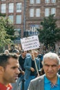 Demonstrators protesting against Turkish President Erdogan polic Royalty Free Stock Photo