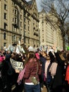 Excited Crowd, Women`s March, Central Park West, NYC, NY, USA