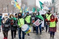 Demonstrators show their continued support of the Hirak movement on itÃ¢â¬â¢s anniversary by marching to the Consulate of Algeria