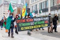 Demonstrators show their continued support of the Hirak movement on itÃ¢â¬â¢s anniversary by marching to the Consulate of Algeria