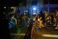 Demonstrators walk the streets of Barcelona cutting traffic