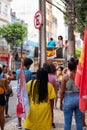 Demonstrators walk with posters, banners and flags during the Crespo Empowerment March in Salvador, Bahia