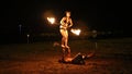 Demonstrators who fire dancing on the sand.