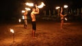 Demonstrators who fire dancing on the sand.