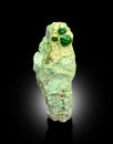 Demontoid green garnet crystals on matrix from iran Royalty Free Stock Photo