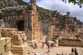 Demre-Myra, Turkey - April 26, 2014: Antique Theatre. Tourists to see the sights and take pictures. Royalty Free Stock Photo