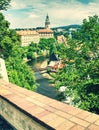 Den Beautiful view at the Castle Tower of the old bohemian town