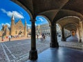 Historic dutch parliament and courtyard columns