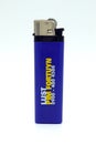 Blue promotion lighter of former Dutch political party Lijst Pim Fortuyn or LPF