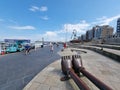 Den Haag Scheveningen boulevard during spring with people by the ferry wheel boulevard Royalty Free Stock Photo