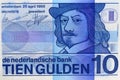 Den Helder, Netherlands. February 2023. An old bank bill of 10 Dutch guilders. Royalty Free Stock Photo