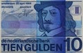 Den Helder, Netherlands. January 2023. An old Dutch banknote of 10 Guilders.