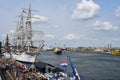 Den Helder, Netherlands. July 2, 2023. Visitors on the quay in Den Helder by tall ship Statsraad Lehmkuhl