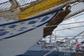 Den Helder, Netherlands. June 30, 2023. The bowsprit and figurehead of a tall ship