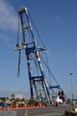 Den Helder, Netherlands. June 10, 2023. A heavy floating crane in Den Helder's industrial harbor.