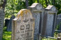 Den Helder, Netherlands, June 2022. Old dilapidated Jewish graves at the cemetery of Den Helder.