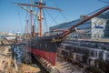 Den Helder, Netherlands, March 2022. The historic naval ship Bonaire in dry dock at former Willemsoord shipyard, Den Royalty Free Stock Photo