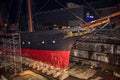 Den Helder, Netherlands, March 2022. The historic naval ship Bonaire in dry dock at former Willemsoord shipyard, Den Royalty Free Stock Photo