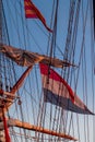 Den Helder, Netherlands. November 2022. Colorful signal flags in Den Helder harbor. Royalty Free Stock Photo