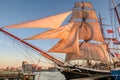 Den Helder, Netherlands. November 2022. Historic sailboats in the harbor of Den Helder. Royalty Free Stock Photo