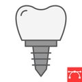 Denatal implant color line icon, dental and stomatolgy, implant tooth sign vector graphics, editable stroke filled