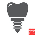 Denatal implant glyph icon, dental and stomatolgy, implant tooth sign vector graphics, editable stroke solid icon, eps