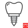 Denatal implant line icon, dental and stomatolgy, implant tooth sign vector graphics, editable stroke linear icon, eps