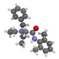 Denatonium bittering agent molecule. 3D rendering. Atoms are represented as spheres with conventional color coding: hydrogen (