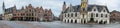 Dendermonde, East Flanders Belgium - Extra large panorama of the medieval facades and town hall at the old market