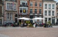 Dendermonde, East Flanders, Belgium - Terraces at the historical restaurants of the old market square