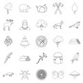 Dendritic icons set, outline style