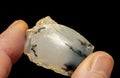 Dendritic opal. Opal on a black background. Opal is a hydrated amorphous form of silica. the mineral sample