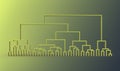Dendrogram, a diagram representing a tree used to demonstrate results of hierarchical clustering in statistical analysis of data