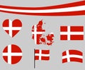 Danemark Flag Map Ribbon And Heart Icons Vector Royalty Free Stock Photo