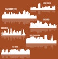 Cities in California ( Sacramento, San Diego, San Jose, Oakland, Long Beach, San Francisco )