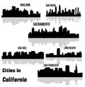 Cities in California ( Sacramento, San Diego, San Jose, Oakland, Long Beach, San Francisco )