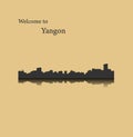 Yangon, ( Rangoon ), Myanmar, city silhouette