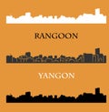 Yangon, ( Rangoon ), Myanmar, city silhouette