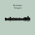 Yangon, ( Rangoon ), Myanmar, city silhouette