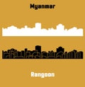 Yangon, ( Rangoon ), Myanmar, city silhouette