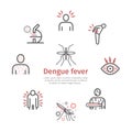 Dengue fever line icons set. Vector signs for web graphics.