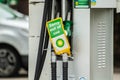 DENHAM, ENGLAND - 25 September 2021: BP fuel pump out of use fuel pumps at a petrol station amid fuel shortage crisis