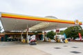 DENHAM, ENGLAND - 25 September 2021: Closed SHELL petrol station pictured amid England fuel shortage