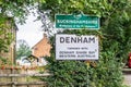 DENHAM, ENGLAND - 25 September 2021: Denham and Buckinghamshire welcome sign