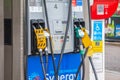 DENHAM, ENGLAND - 25 September 2021: Out of use fuel pumps at a petrol station amid fuel shortage crisis