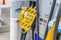 DENHAM, ENGLAND - 25 September 2021: Out of use fuel pumps at a petrol station amid fuel shortage crisis