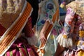 Girls in traditional costume, celebrating a fiesta in Spain